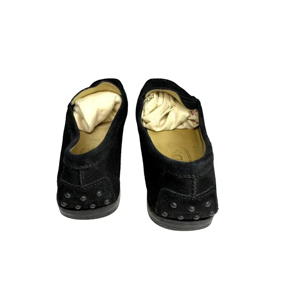 Tods women's black suede penny loafer size 8.5‎